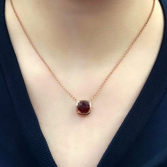 Ana Rock Candy Red Garnet Necklace in 18K Rose Gold - Kura Jewellery