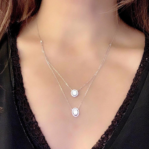 Double circle diamond on sale necklace