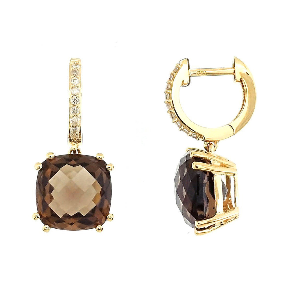 Audra Rock Candy Smoky Quartz Earrings with Diamond in 18K Gold