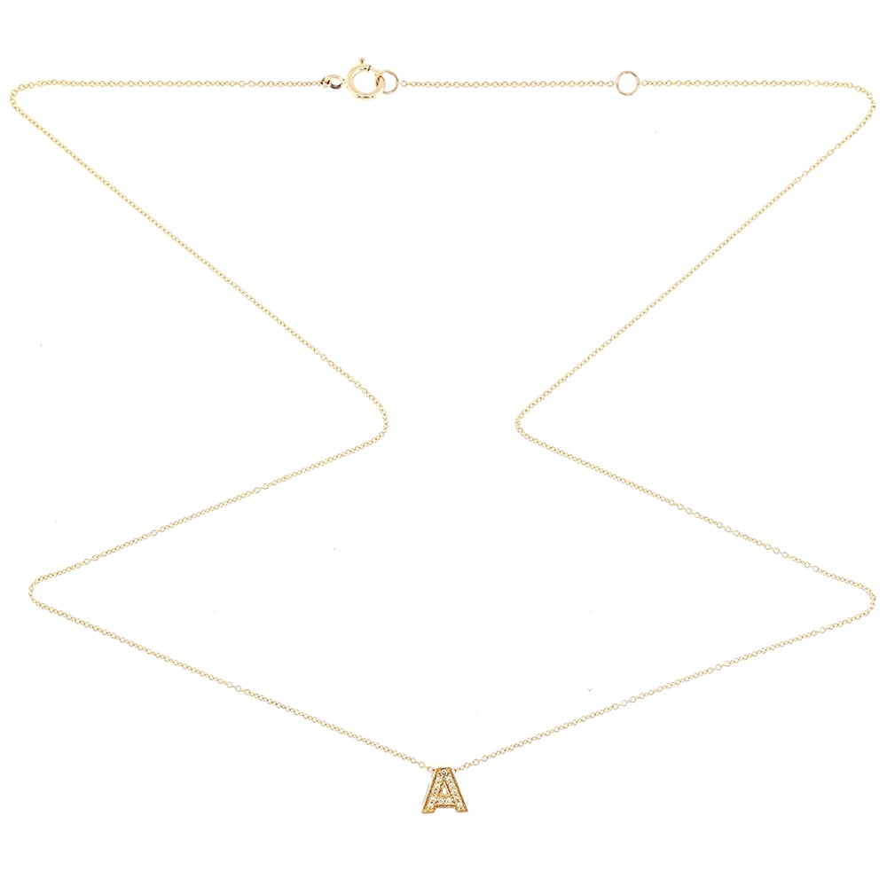 Emma Alphabet Diamonds Necklace "A to Z" in 18K Gold - Kura Jewellery