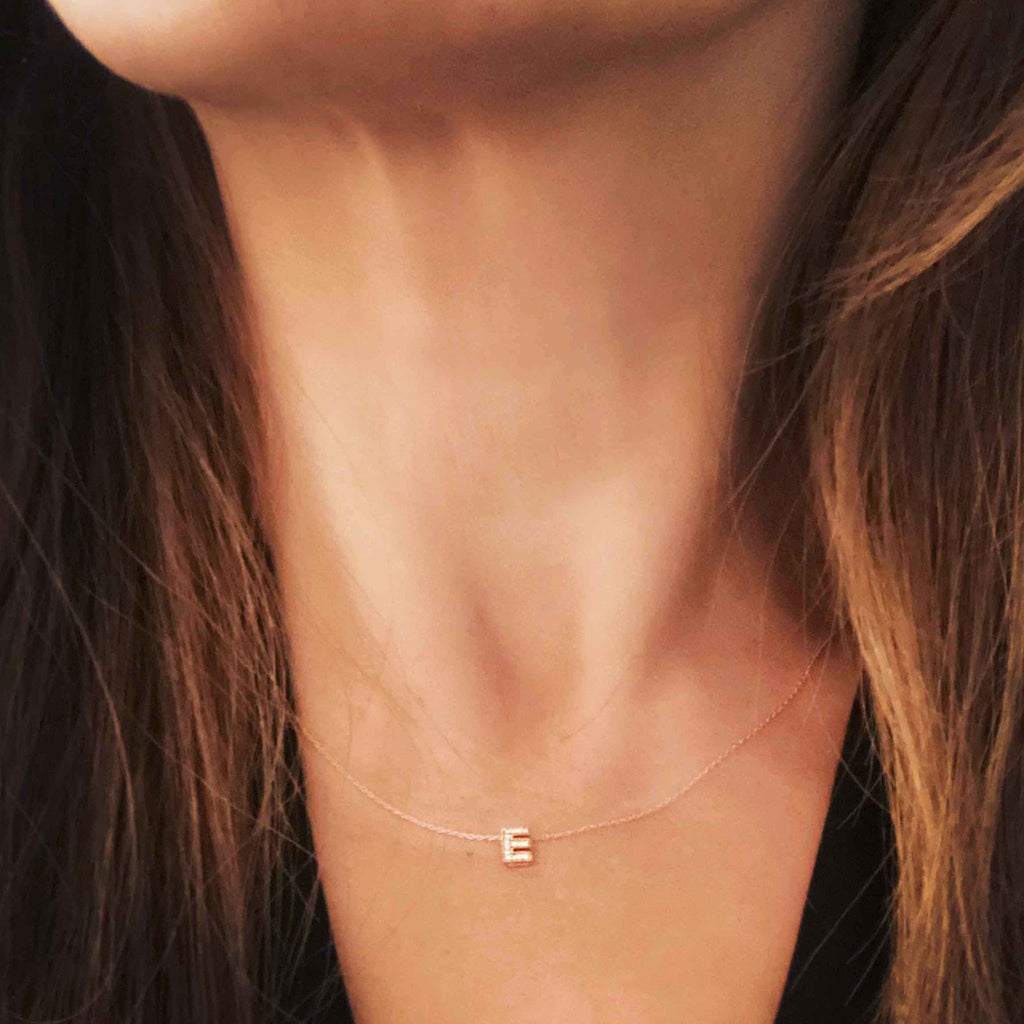 Emma Alphabet Necklace "A" in 18K Gold with Diamonds - Kura Jewellery