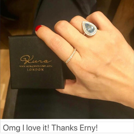 Aquamarine Pear Shape Cut Ring in 18K White Gold