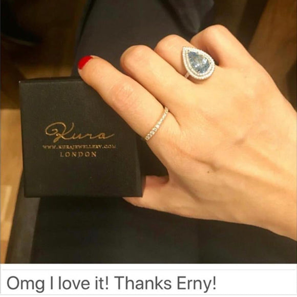 Aquamarine Pear Shape Cut Ring in 18K White Gold