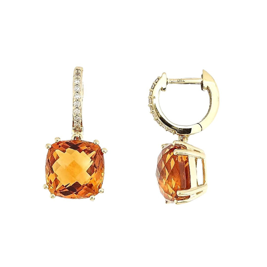 Audra Rock Candy Citrine Earring with Diamonds in 18K Yellow Gold