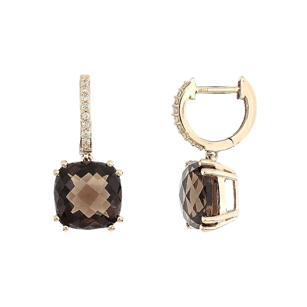 Audra Rock Candy Smoky Quartz Earring with Diamonds in 18K Rose Gold