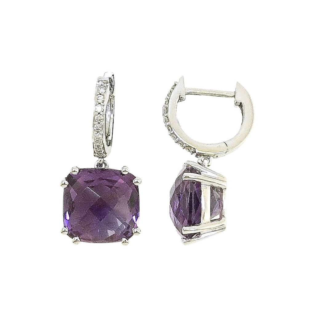 Audra Rock Candy Amethyst Earring with Diamonds in 18K White Gold