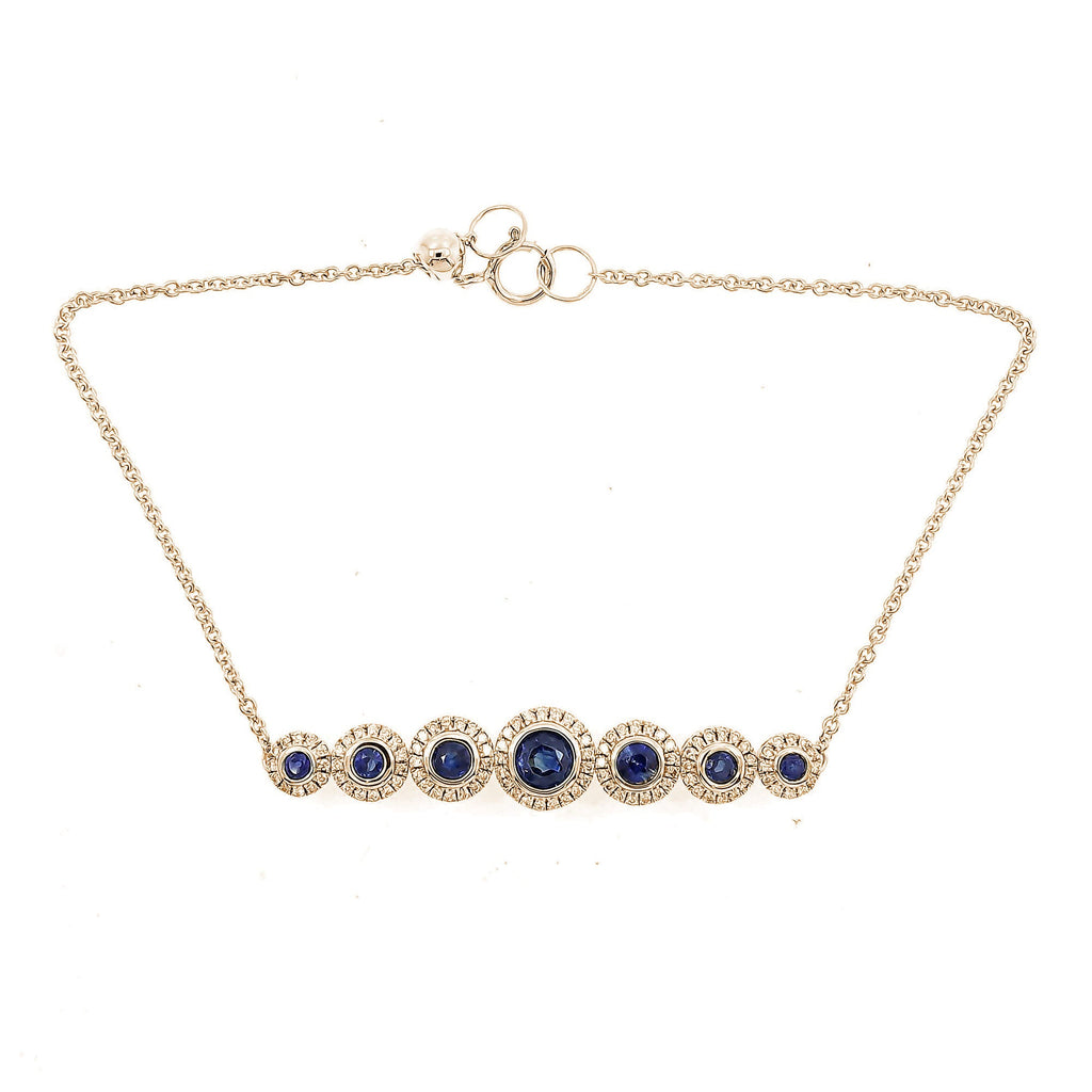 Adeline Precious Gemstone Bracelet with Halo Diamond Setting in 18K White Gold - Kura Jewellery