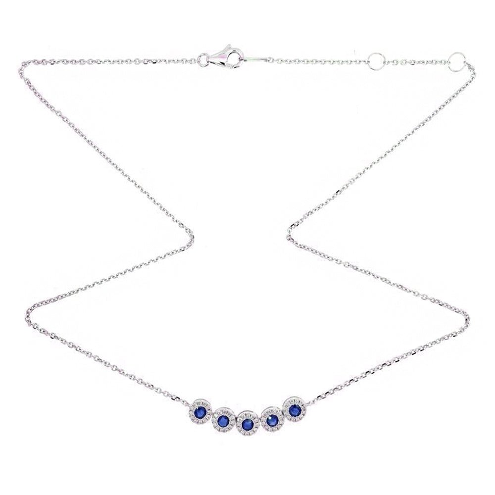 Adeline Precious Gemstone Necklace with Halo Diamond Setting in 18k Gold - Kura Jewellery