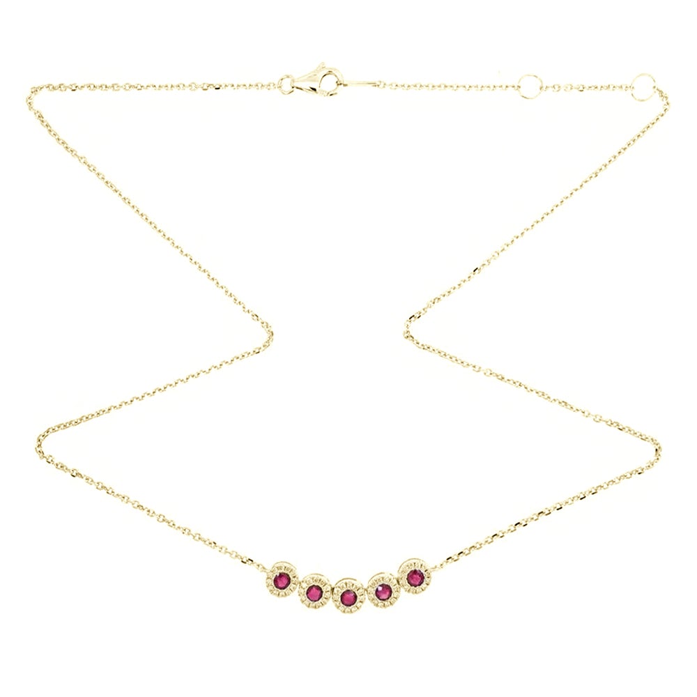 Adeline Ruby Necklace with Halo Diamond Setting in 18k Gold - Kura Jewellery