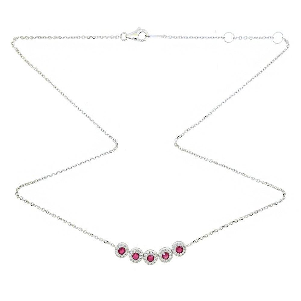 Adeline Ruby Necklace with Halo Diamond Setting in 18k Gold - Kura Jewellery