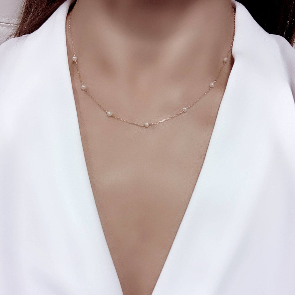 Akoya Baby Pearls Necklace in 18K Gold - Kura Jewellery