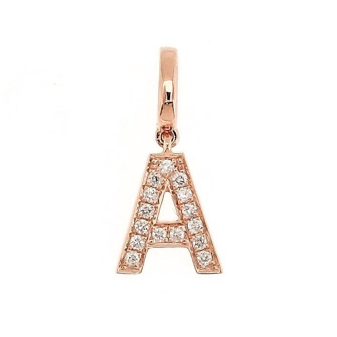 Alphabet "A" Charm/Pendant in 18K Gold with Diamonds. - Kura Jewellery