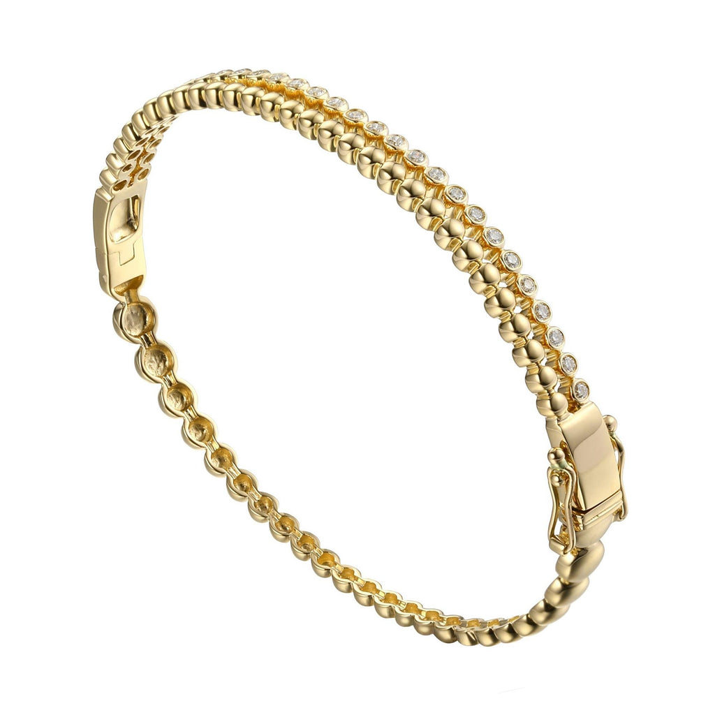 Amelie Bezel Setting Diamond Bangle in 18K Gold - Kura Jewellery