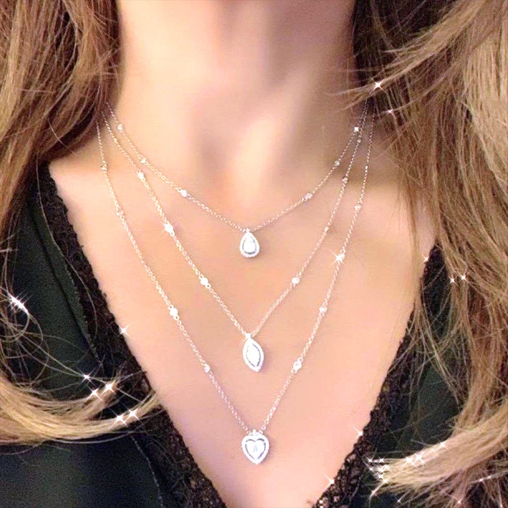 Emerald studded layered diamond necklace set – Chaotiq by Arti