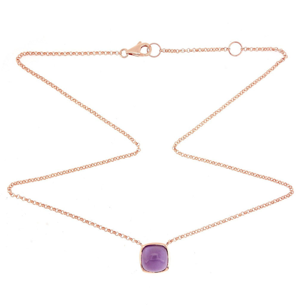 Ana Rock Candy Amethyst Necklace in 18K Rose Gold. - Kura Jewellery