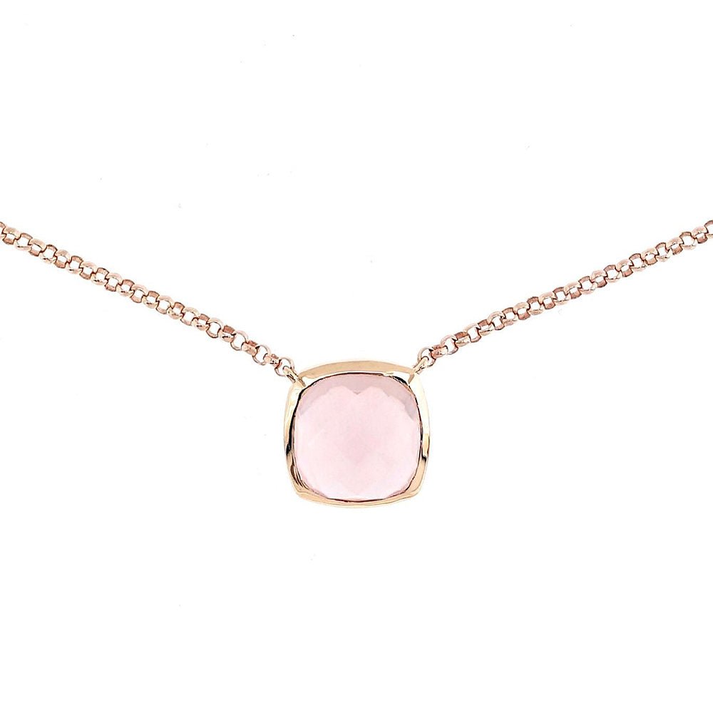 Ana Rock Candy Rose Quartz Necklace in 18K Rose Gold - Kura Jewellery