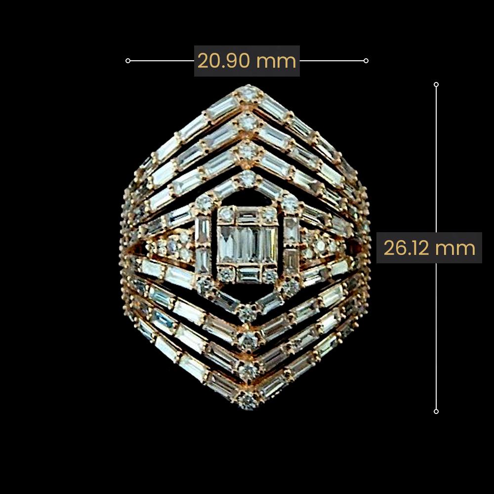 Armor Baguette Diamond Ring in 18K Rose Gold - Kura Jewellery