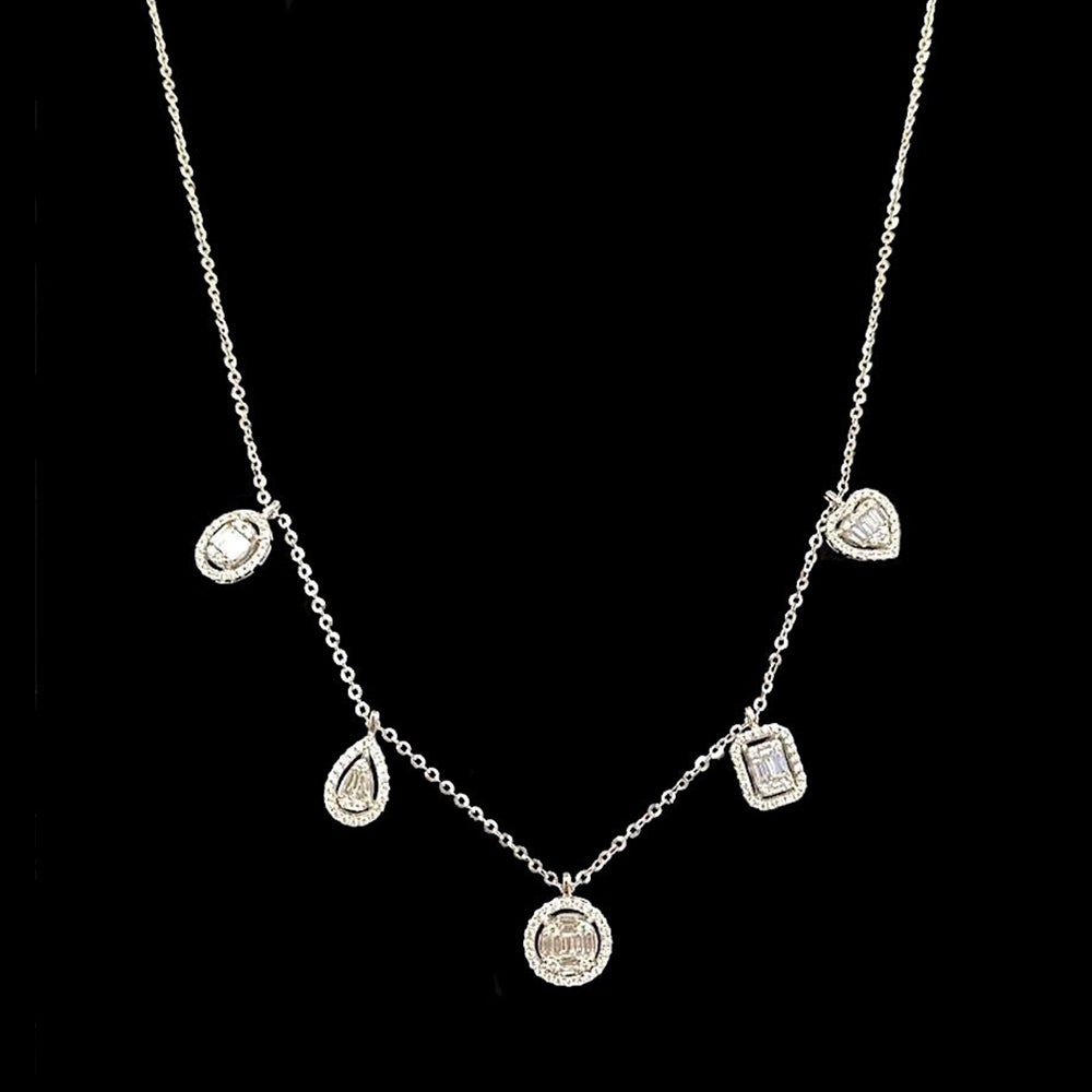 Ashley Baguette Diamond Necklace in 18K White Gold - Kura Jewellery