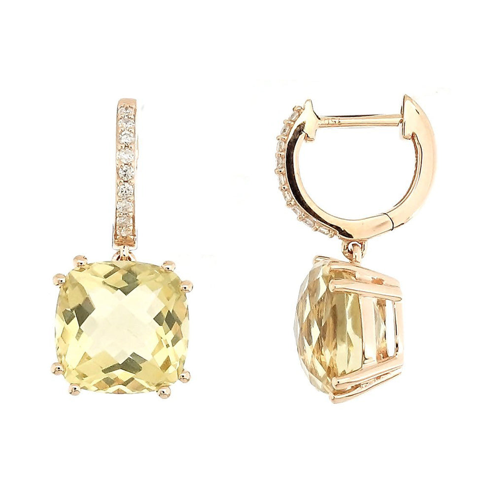Audra Rock Candy Lemon Quartz Earrings with Diamond in 18K Gold