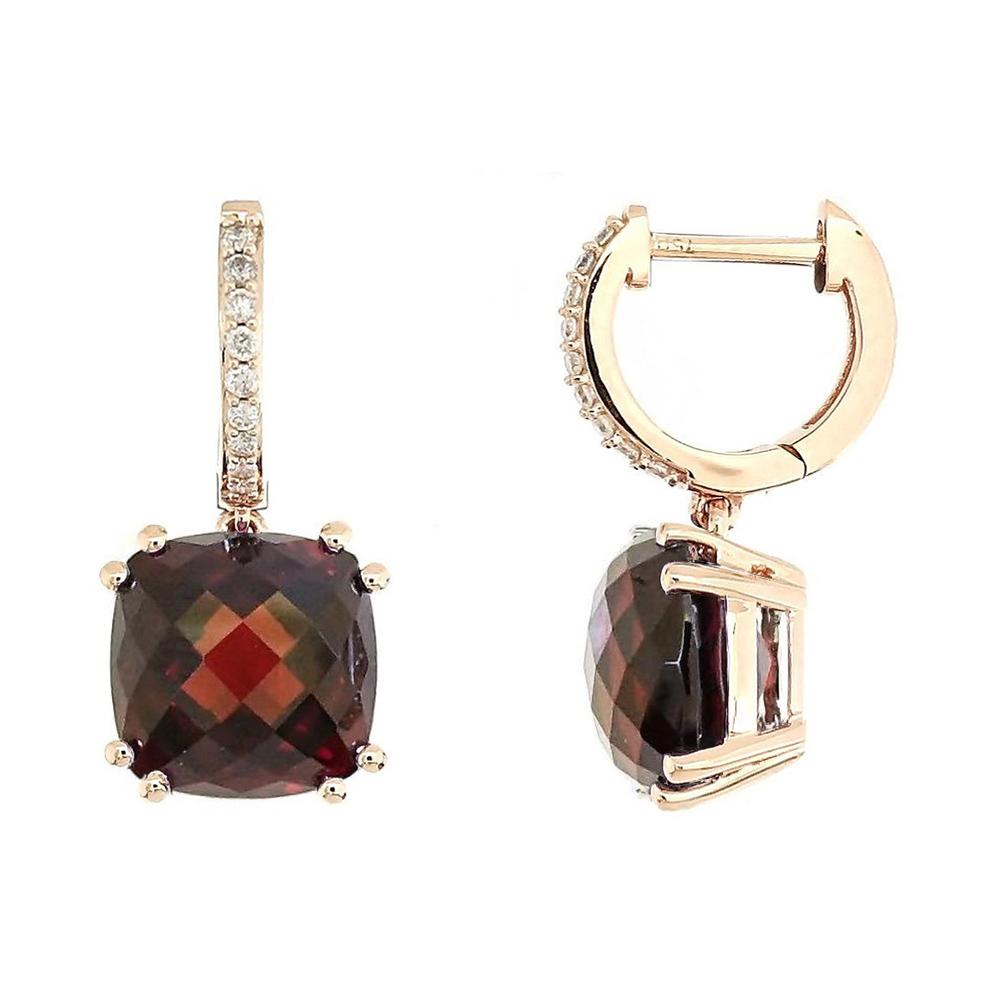 Audra Rock Candy Red Garnet Earrings with Diamonds in 18K Gold - Kura Jewellery