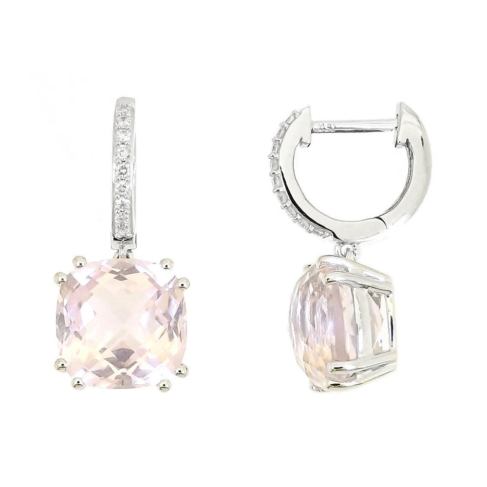 Audra Rock Candy Rose Quartz Earrings with Diamond in 18K Gold
