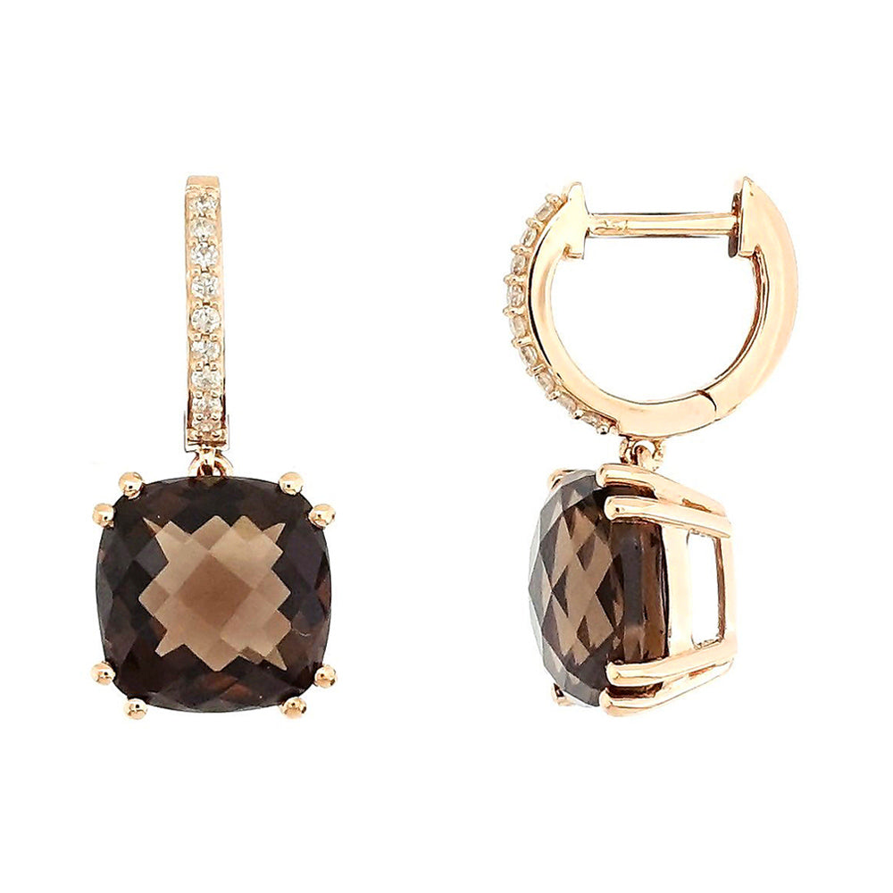 Audra Rock Candy Smoky Quartz Earrings with Diamond in 18K Gold