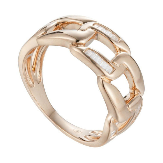 Interlink Column Baguette Diamond Ring in 18K Gold