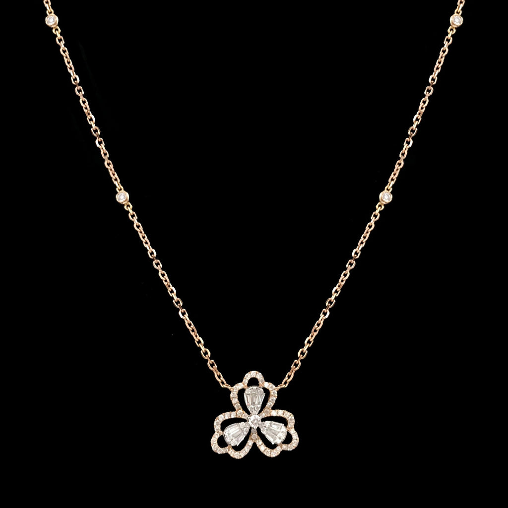 Bailey Baguette Diamond Necklace in 18K White and 18K Rose Gold - Kura Jewellery