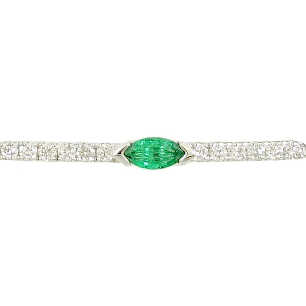 Bar Bracelet with Previous Gemstone and Diamond in 18K White Gold - Kura Jewellery