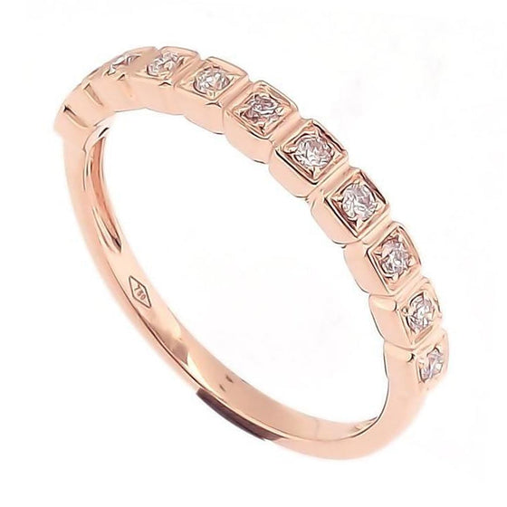 Beaded Square Bezel Diamonds Stackable Ring in 18K Gold - Kura Jewellery