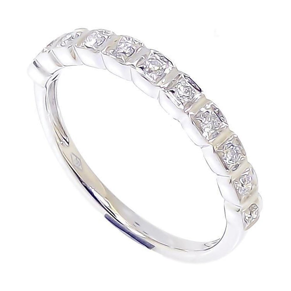 Beaded Square Bezel Diamonds Stackable Ring in 18K Gold - Kura Jewellery