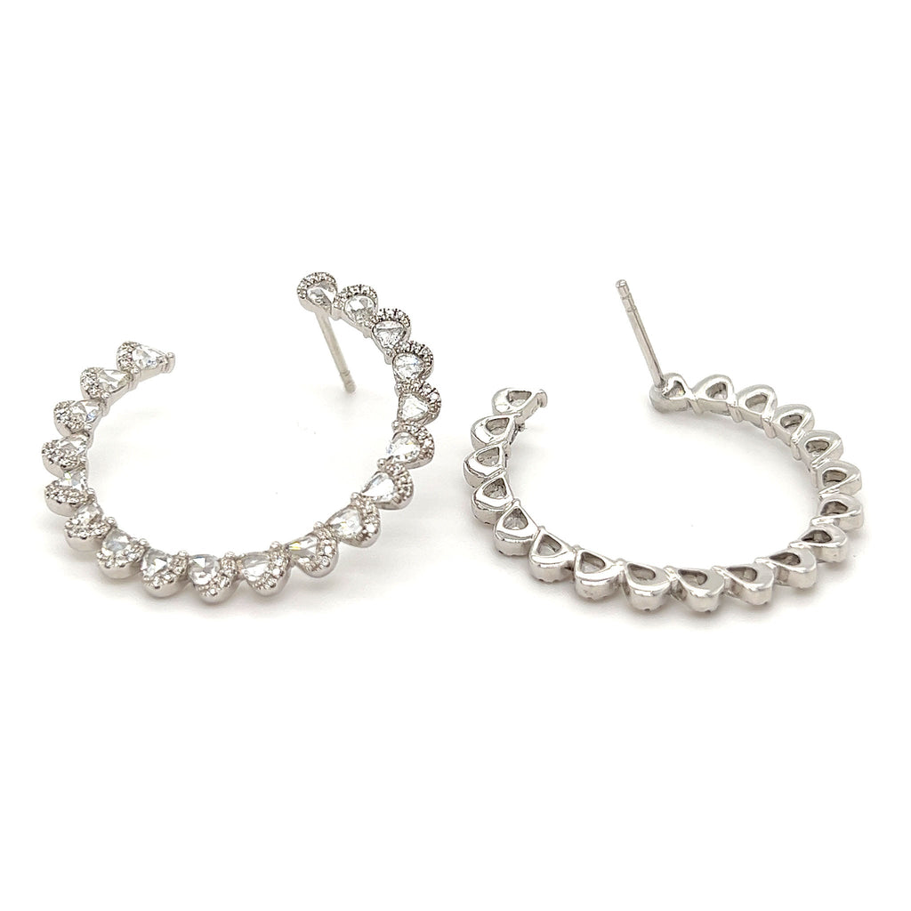 Beatrice Circle Diamond Earrings in 18K White Gold - Kura Jewellery