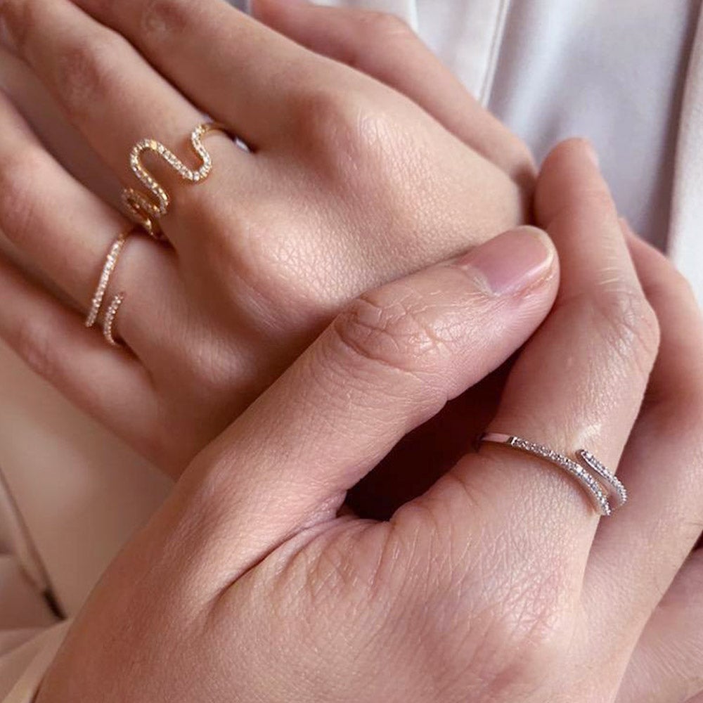 Bella Skinny Stackable Ring with Diamonds in 18K Gold - Kura Jewellery