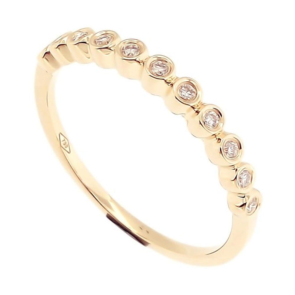 Bezel Setting Eternity Stackable Ring Half Diamonds in 18K Gold - Kura Jewellery
