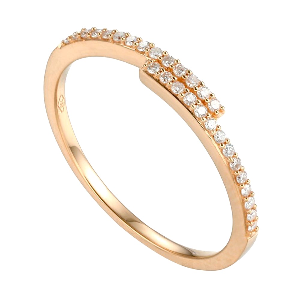 Billie Skinny Stackable Ring with Diamonds in 18K Gold - Kura Jewellery