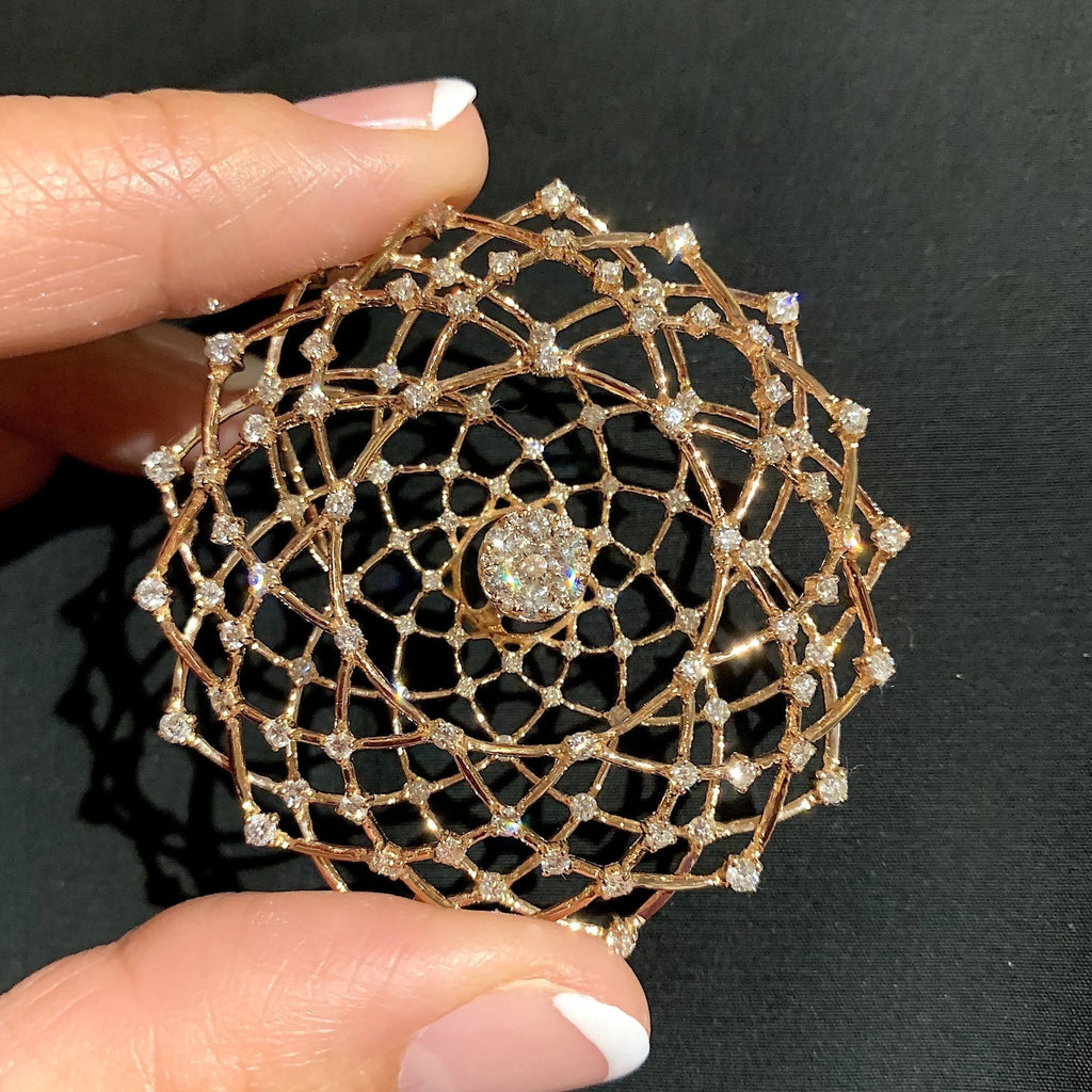 Bird Nest Necklace on short light chain set in 18K Rose Gold. - Kura Jewellery