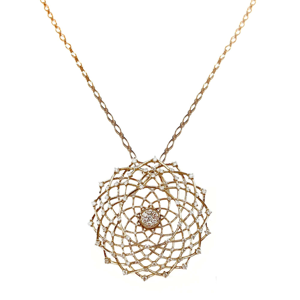 Bird Nest Pendant on Long Oval Chain in 18K Gold - Kura Jewellery