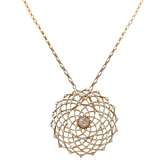 Bird Nest Pendant on Long Oval Chain in 18K Gold - Kura Jewellery