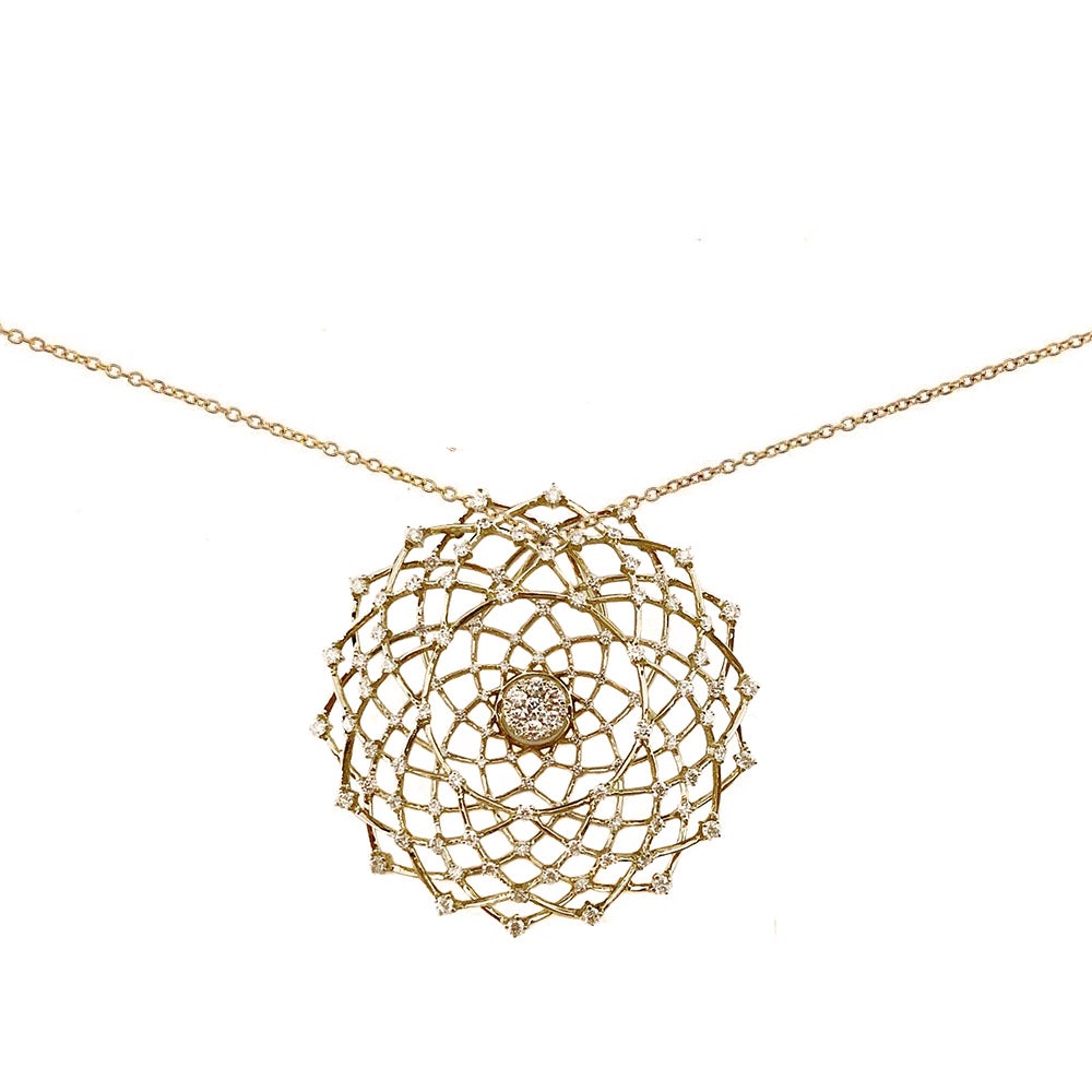 Bird Nest Pendant on Short Light Necklace Chain in 18K Gold - Kura Jewellery
