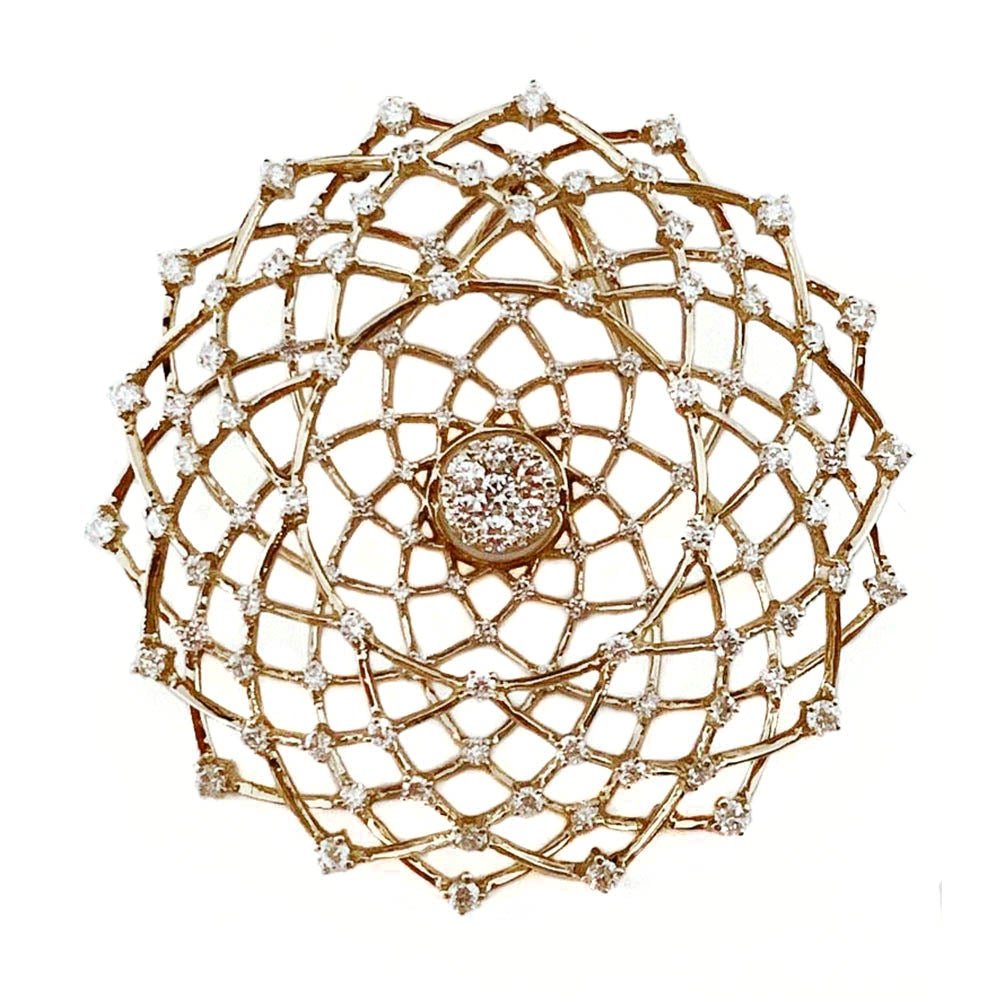 Bird Nest Pendant with Diamonds in 18K Gold - Kura Jewellery