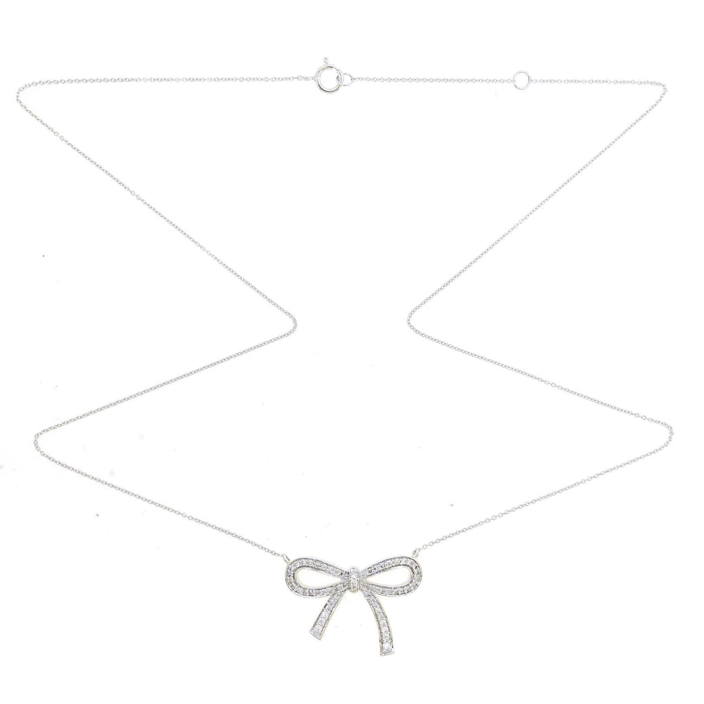 Bow Ribbon Diamond Necklace in 18K Gold - Kura Jewellery