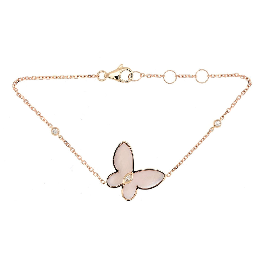 Butterfly Bracelet Gemstone in 18K Rose Gold - Kura Jewellery