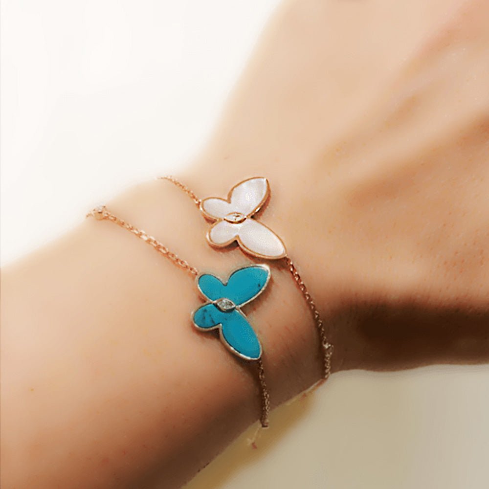 Butterfly Bracelet Gemstone in 18K Rose Gold - Kura Jewellery