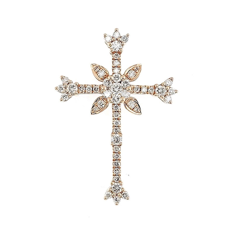 Byzantine Budded Diamond Cross Pendant in 18K Gold