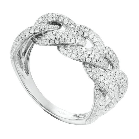 Chain Ring with Pave Diamonds in 18K Gold - Kura Jewellery