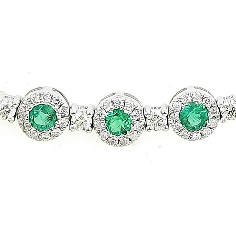 Charlotte Emerald Bracelet with Diamonds in 18K White Gold - Kura Jewellery