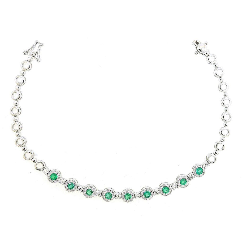 Charlotte Emerald Bracelet with Diamonds in 18K White Gold - Kura Jewellery