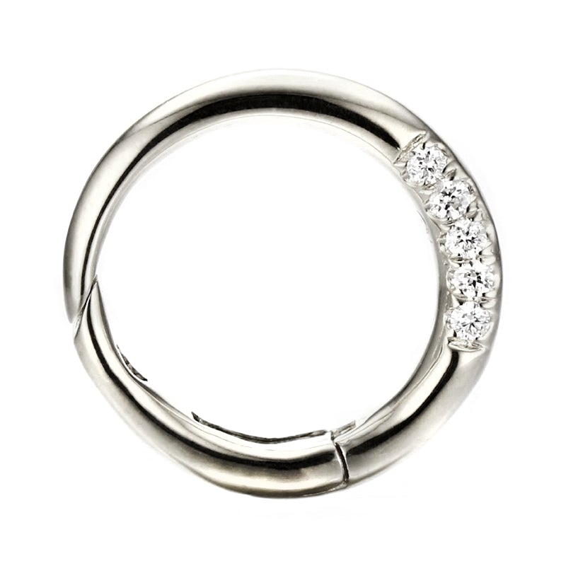 Circle Link Charm Holder with Diamonds in 14K Gold - Kura Jewellery