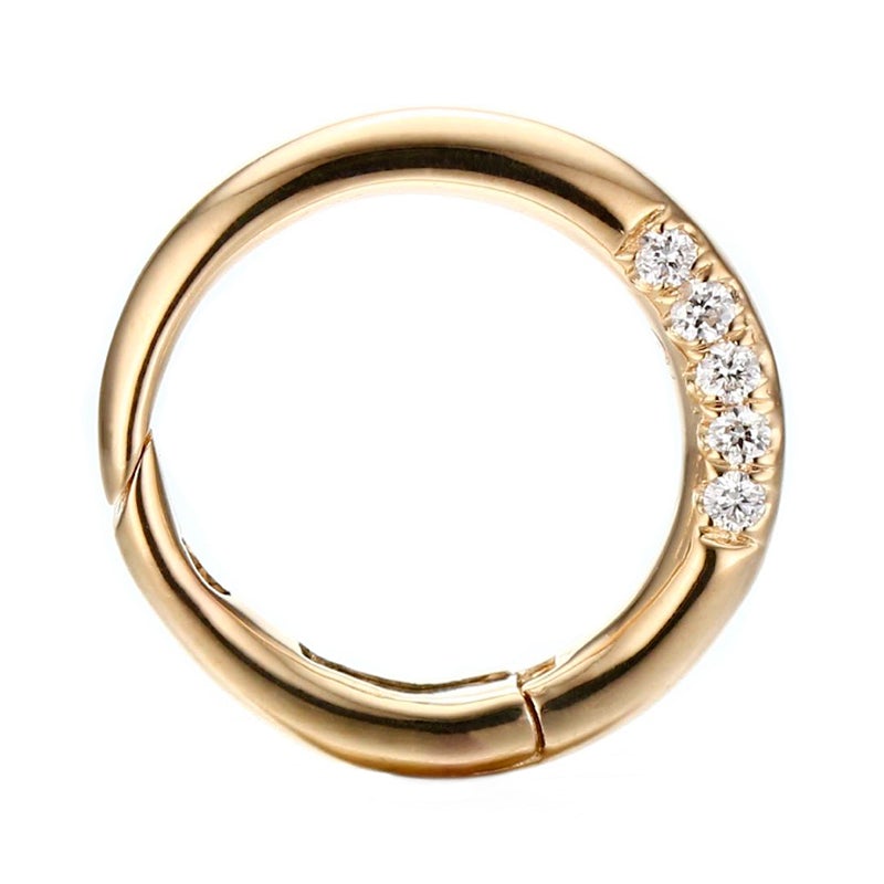 Circle Link Charm Holder with Diamonds in 14K Gold - Kura Jewellery