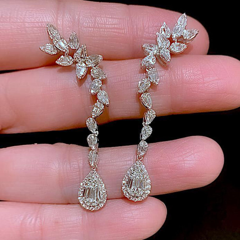 Long Diamond Earrings Wedding 2024 | favors.com